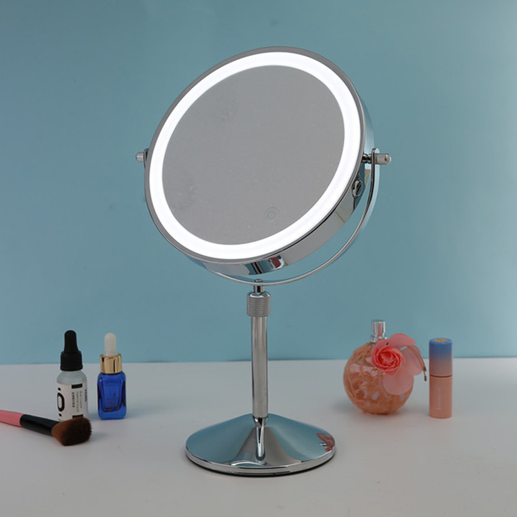 Obojstranné okrúhle LED make-up zrkadlové zväčšenie